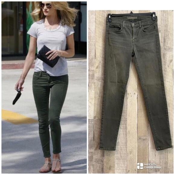 J Brand Leggings Womens Pants Size 28 Army Green Solid Skinny Leg  Jeans EUC - Picture 1 of 5